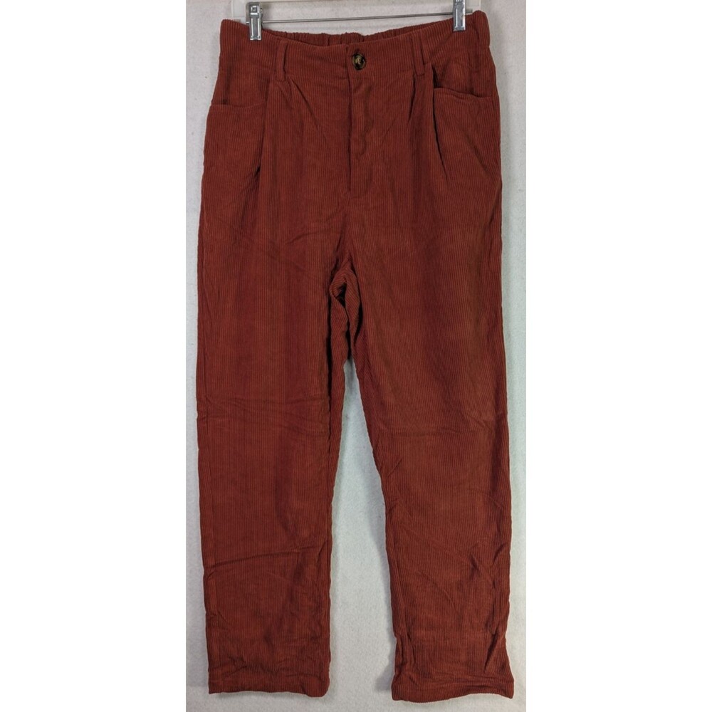 Women’s - Corduroy - Solid Pants One Size Elastic Button Waist - Size L